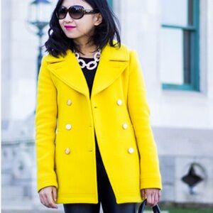 J.Crew Yellow Stadium-Cloth Majesty Peacoat